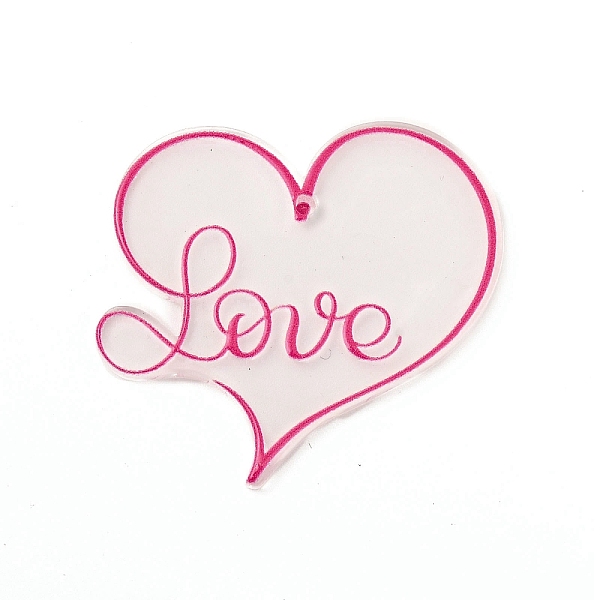 

PandaHall Valentine's Day Theme Acrylic Pendants, Word Love, Heart Pattern, 34x38x2mm, Hole: 1.4mm Acrylic Heart