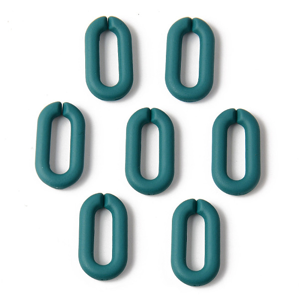 

PandaHall Rubberized Style Acrylic Linking Rings, Quick Link Connectors, For Cable Chains Making, Oval, Teal, 20x11x3mm, Inner Diameter..., Cyan