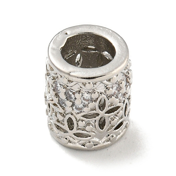 

PandaHall Rack Plating Brass Micro Pave Clear Cubic Zirconia European Beads, Large Hole Beads, Long-Lasting Plated, Lead Free & Cadmium Free...