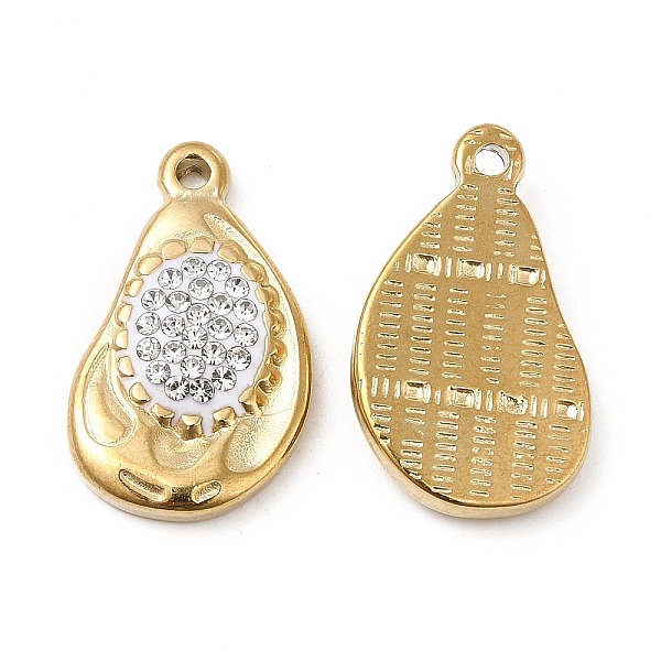 

PandaHall Rhinestone Pendants, with Real 18K Gold Plated 201 Stainless Steel Findings, Twist Teardrop Charms, Clear, 22x13x3.5mm, Hole...