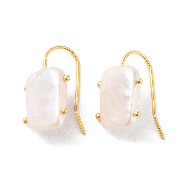 

PandaHall Rectangle Natural Pearl Dangle Earrings for Women, with Sterling Silver Findings, Real 18K Gold Plated, 23~24x14.5~15mm Pearl...