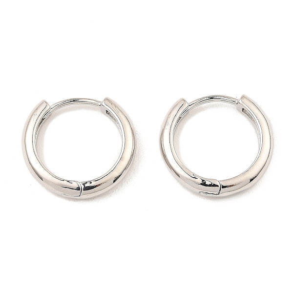 

PandaHall Brass Huggie Hoop Earrings, Platinum, 15x16x3mm Brass Ring