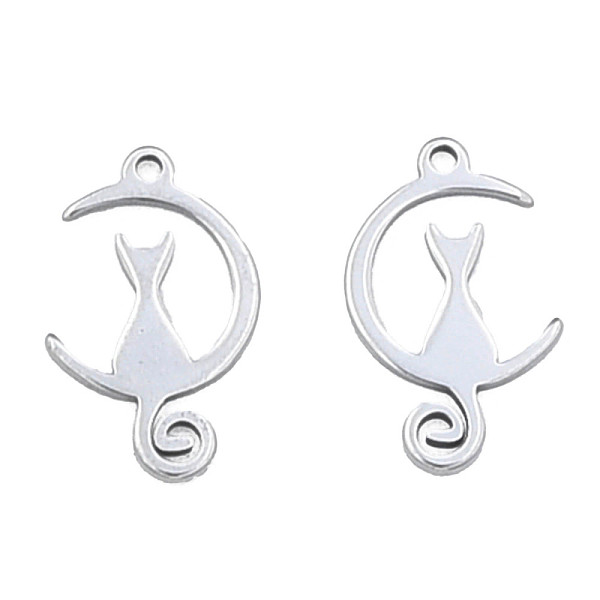 

PandaHall 201 Stainless Steel Pendants, Halloween Style, Moon with Cat, Stainless Steel Color, 16x10x1mm, Hole: 1.2mm 201 Stainless Steel...