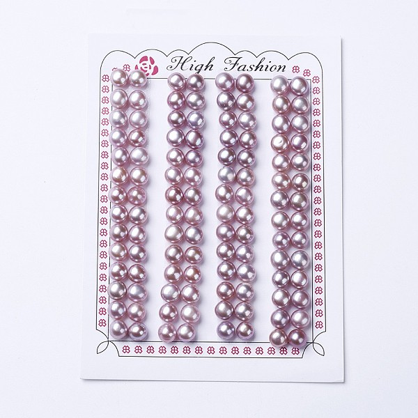 

PandaHall Natural Cultured Freshwater Pearl Beads, Half Drilled, Round, Thistle, 6~6.5x6~7mm, Hole: 0.8mm Pearl Round Purple