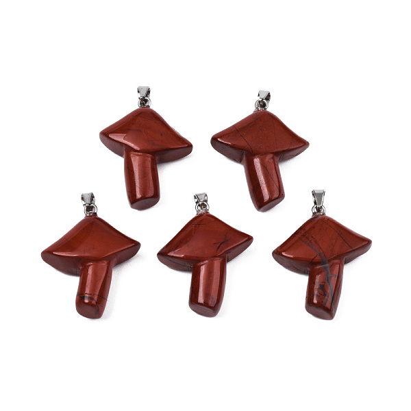 

PandaHall Natural Red Obsidian Pendants, with Stainless Steel Snap On Bails, Mushroom, Stainless Steel Color, 27.5~28.5x23~25x9.5~10.5mm...