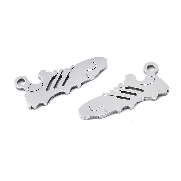 

PandaHall 201 Stainless Steel Pendants, Laser Cut, Gym Shoes, Stainless Steel Color, 8x18x1mm, Hole: 1.4mm 201 Stainless Steel Shoes