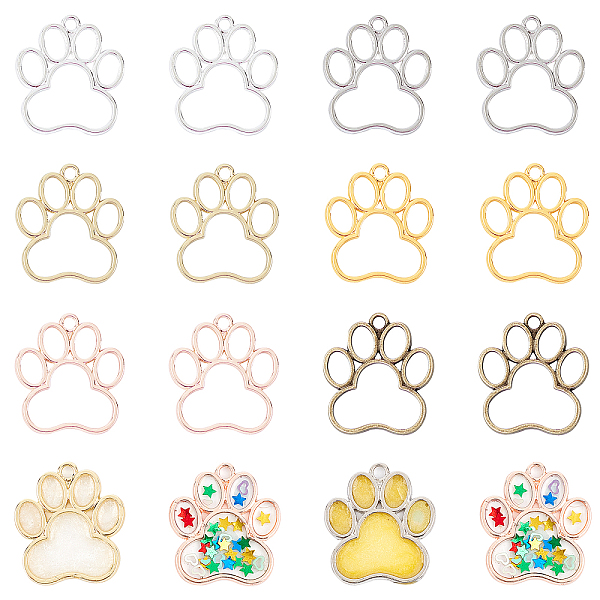 

PandaHall OLYCRAFT 24PCS Dog Paw Open Bezel Charms Alloy Dog Paw Frame Pendants Color-Lasting Hollow Resin Frames with Loop for Resin...