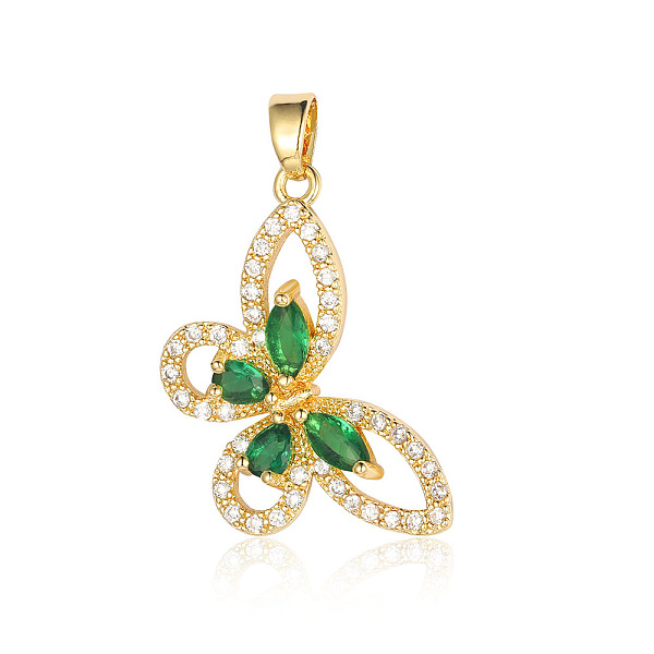 

PandaHall Brass Micro Pave Green Cubic Zirconia Pendants, Butterfly Charms, Real 18K Gold Plated, 25x14x4.5mm Brass+Cubic Zirconia Butterfly...