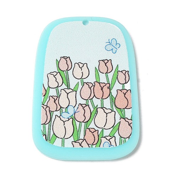 

PandaHall Printed Acrylic Pendants, Trapezoid, Flower, 39.5x29x2.5mm, Hole: 1.5mm Acrylic Flower