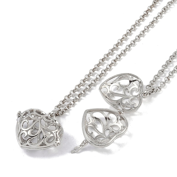

PandaHall Brass Rhinestone Pendant Necklaces, Iron Rolo Chains, Heart, Platinum, 32.05 inch(81.4cm), Pendant: 32x28mm Brass Heart