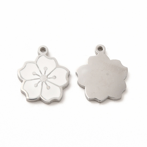 

PandaHall 304 Stainless Steel Enamel Charms, Sakura, White, 14x12x1mm, Hole: 1.2mm Alloy+Enamel Flower White