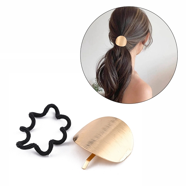 

PandaHall Iron Bobby Pin Findings, Pony Hook, with Hair Rope, Arched, Golden, 40x39x9mm Iron