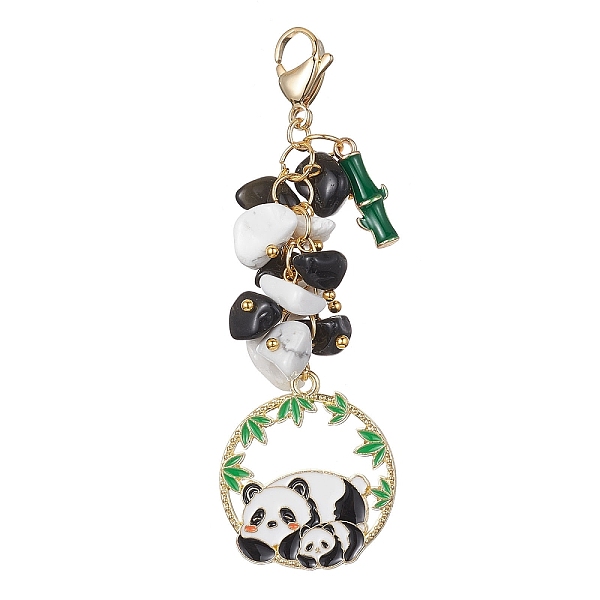 

PandaHall Panda Alloy Enamel Pendant Decorations, Natural Obsidian & Synthetic White Howlite Chip Beads and 304 Stainless Steel Lobster Claw...