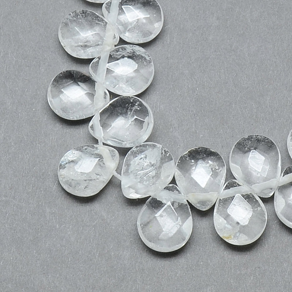 

PandaHall Natural Quartz Crystal Beads Strands, Rock Crystal, Top Drilled Beads, Faceted, Teardrop, 12x9~10x6mm, Hole: 1mm, about...