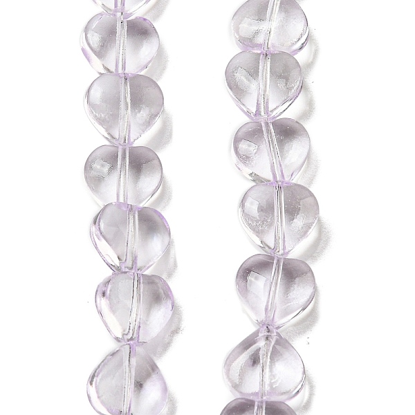 

PandaHall Baking Paint Transparent Glass Beads Strands, Heart, Lilac, 8x8x4.5mm, Hole: 0.8mm, about 99~100pcs/strand, 29.13~29.53 inch..., Purple