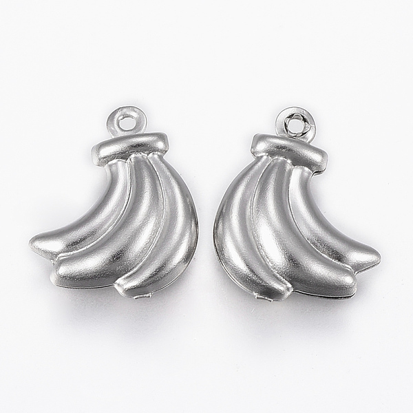 

PandaHall 304 Stainless Steel Pendants, Banana, Stainless Steel Color, 15x12.5x4mm, Hole: 1mm 304 Stainless Steel Fruit