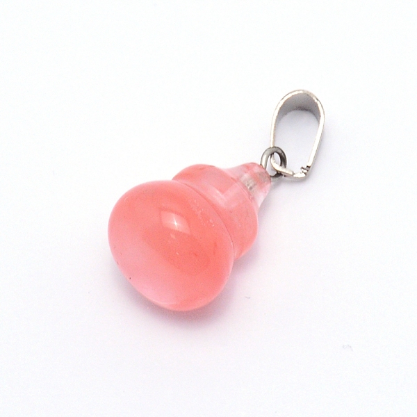 

PandaHall Cherry Quartz Glass Pendants, with Platinum Plated Brass Bails, Gourd, 22.5x13mm, Hole: 4x7.5mm Cherry Quartz Glass Vegetables
