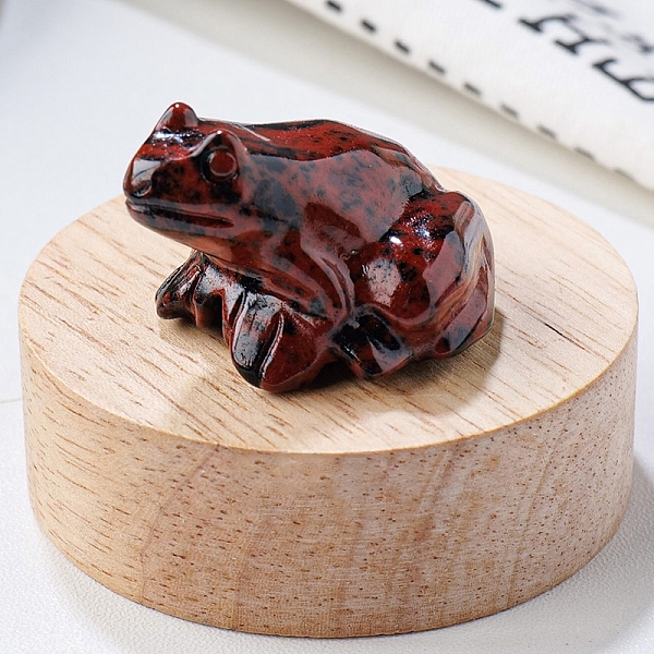

PandaHall Natural Mahogany Obsidian Carved Healing Frog Figurines, Reiki Energy Stone Display Decorations, 37x32x25mm Mahogany Obsidian Frog
