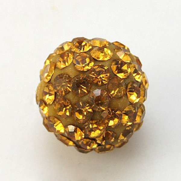 

PandaHall Pave Disco Ball Beads, Polymer Clay Rhinestone Beads, Grade A, Round, Topaz, PP12(1.8~1.9mm), 8mm, Hole: 1mm Polymer Clay+Glass..., Yellow