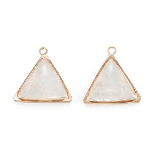 

PandaHall Natural White Shell Pendants, with Golden Brass Findings, Triangle, 17.5x17x5.5mm, Hole: 1.6mm White Shell Triangle