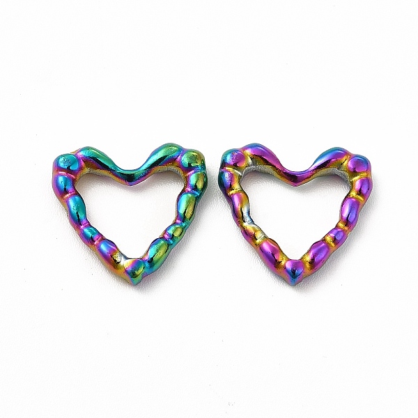 

PandaHall Ion Plating(IP) 304 Stainless Steel Linking Rings, Bumpy, Heart, Rainbow Color, 14x15x3mm, Inner Diameter: 8x10.5mm 304 Stainless...