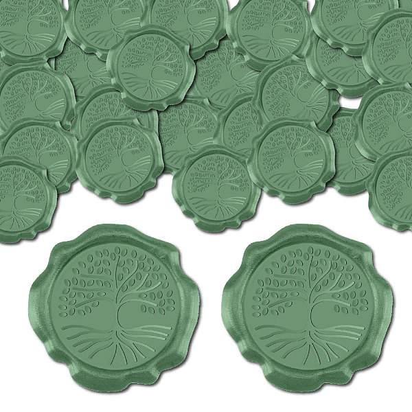

PandaHall CRASPIRE 100Pcs Tree of Life Wax Seal Stickers Green Wedding Invitations Envelope Vintage Sealing Label Self Adhesive for Gift...