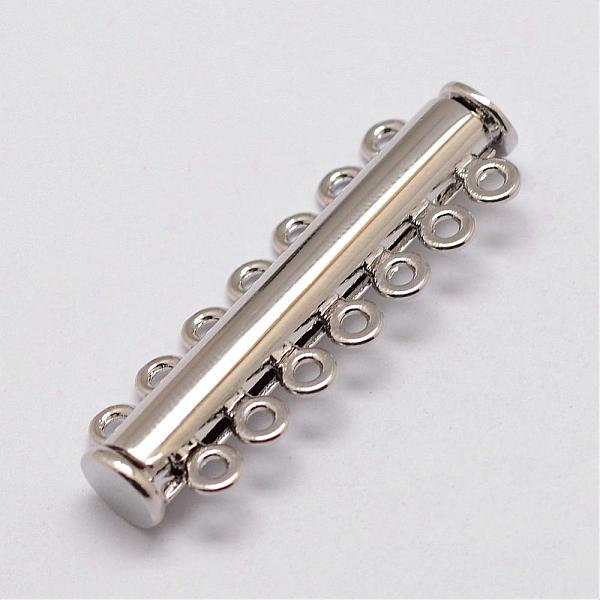 

PandaHall Alloy Magnetic Slide Lock Clasps, Tube, 7-Strands, 14-Holes, Platinum, 41x13.5x7mm, Hole: 2mm Alloy