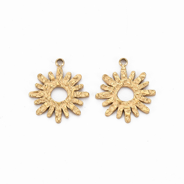 

PandaHall Ion Plating(IP) 304 Stainless Steel Charms, Cadmium Free & Nickel Free & Lead Free, Flower, Golden, 14.5x12.5x1mm, Hole: 1.2mm 304...
