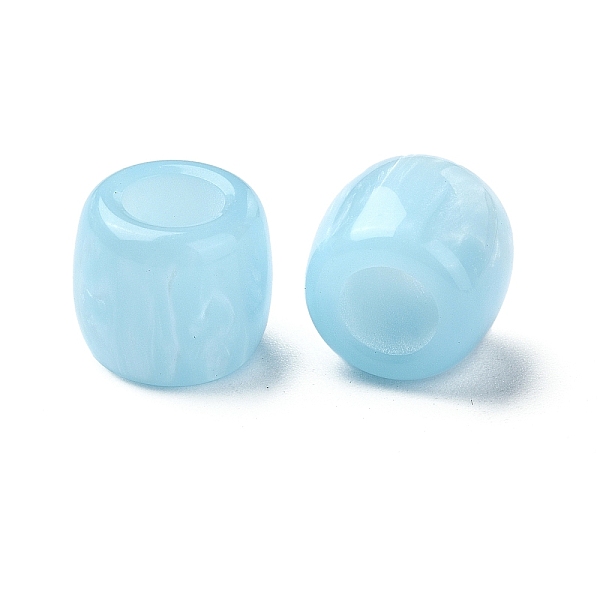 

PandaHall Resin European Beads, Large Hole Barrel Beads, Light Blue, 11x12x12mm, Hole: 6mm Resin Barrel