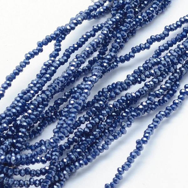 

PandaHall Electroplate Glass Beads Strands, Pearl Luster Plated, Faceted, Rondelle, Marine Blue, 2.5x1.5mm, Hole: 0.5mm, about...