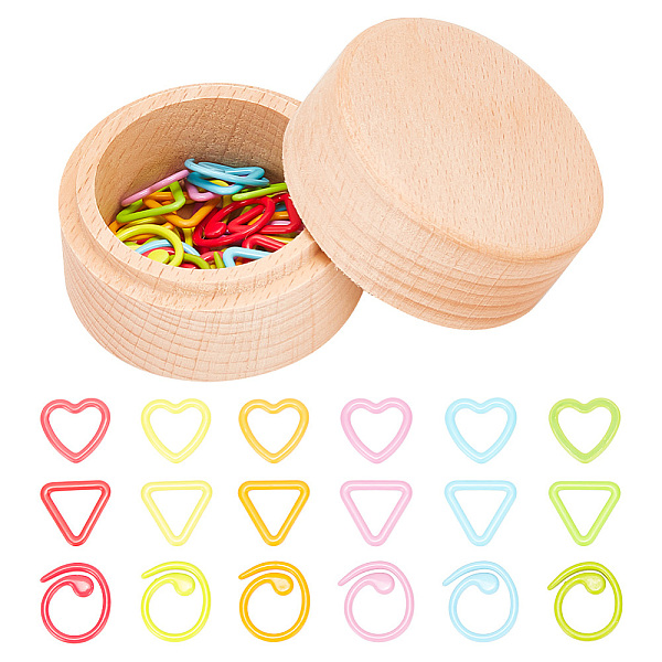 PandaHall GOMAKERER 36 Pcs Metal Stitch Markers, 3 Styles Alloy Crochet Markers Locking Stitch Marker with Wooden Storage Box for DIY Crafts...