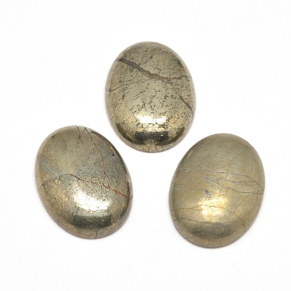 

PandaHall Oval Natural Pyrite Cabochons, 14x10x5mm Pyrite Oval Brown