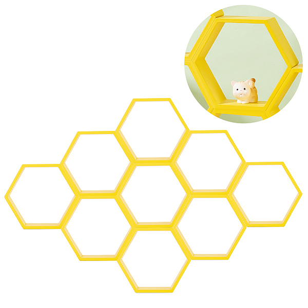 

PandaHall Wood Display Stand, Hexagon, Yellow, 10x11.5x3.55cm, Inner Diameter: 9.1x10.35cm Wood Hexagon Yellow