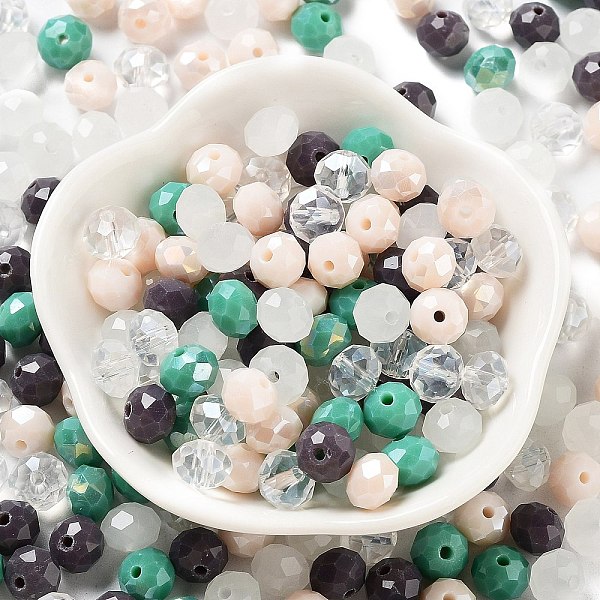 

PandaHall Glass Beads, Faceted, Rondelle, Thistle, 8x6mm, Hole: 1mm, about 145pcs/60g Glass Rondelle Purple
