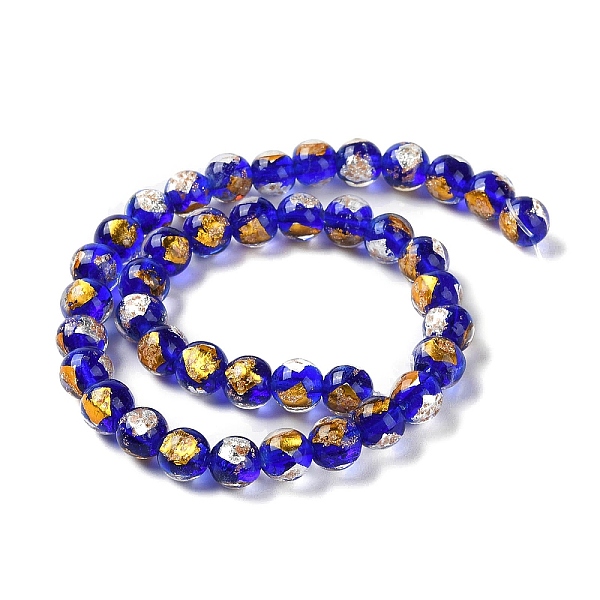 

PandaHall Handmade Gold & Silver Foil Lampwork Beads, Round, Blue, 12mm, about 33pcs/strand, 15.59 inch(39.6cm) Gold & Silver Foil Round...