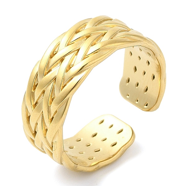 

PandaHall 304 Stainless Steel Textured Open Cuff Ring for Women, Real 14K Gold Plated, Inner Diameter: 19mm 304 Stainless Steel