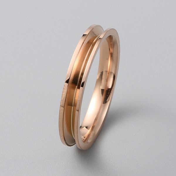 

PandaHall Titanium Steel Grooved Finger Ring Settings, Ring Core Blank, for Inlay Ring Jewelry Making, Rose Gold, Inner Diameter: 21mm, Slot...