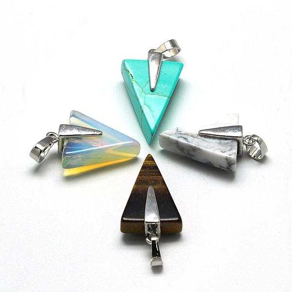 

PandaHall Natural & Synthetic Mixed Stone Pendants, with Brass Findings, Triangle, Platinum, 27x17x10mm, Hole: 5x7mm Mixed Stone Triangle