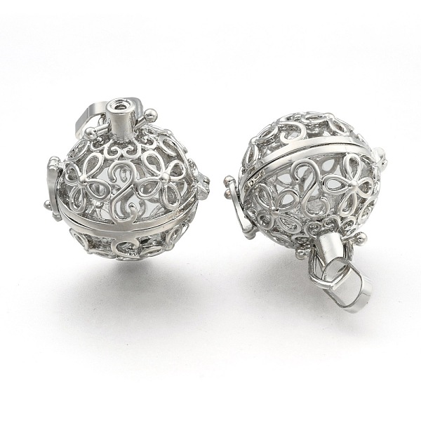 

PandaHall Brass Hollow Cage Pendants, Cadmium Free & Lead Free & Nickel Free, Round, Platinum,28x25x22mm, Hole: 9mm Brass Round