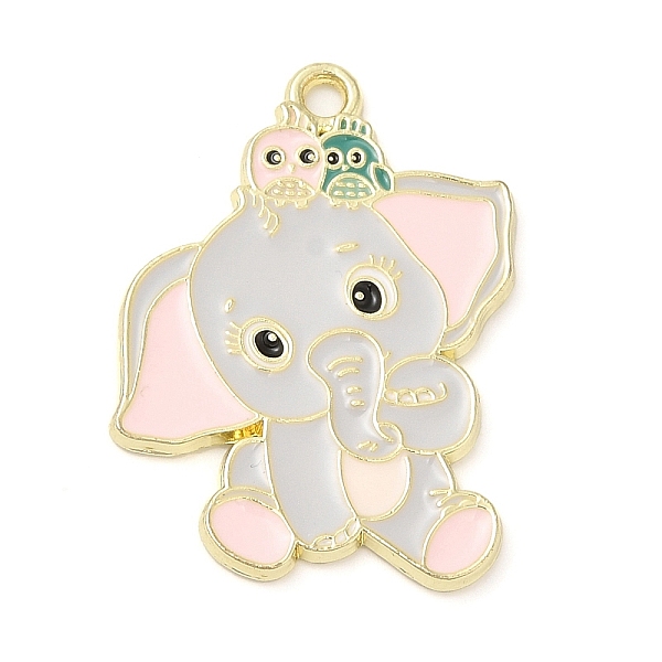 

PandaHall Alloy Enamel Pendants, Golden, Elephant Charm, Pink, 29x20.5x1.5mm, Hole: 1.8mm Alloy+Enamel Elephant Pink