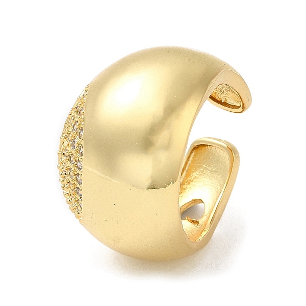 

PandaHall Rack Plating Brass Micro Pave Cubic Zirconia Open Cuff Rings, Cadmium Free & Lead Free, Real 18K Gold Plated, US Size 9(18.9mm)..., Clear