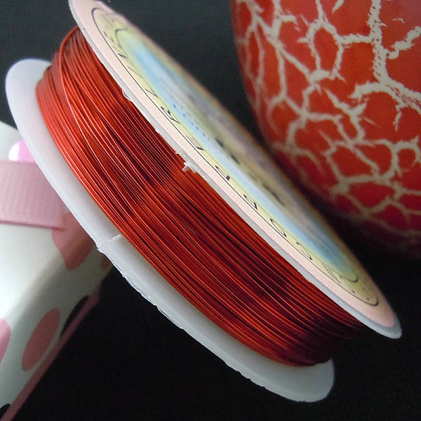 

PandaHall Round Copper Jewelry Wire, Red, 24 Gauge, 0.5mm, about 26.24 Feet(8m)/roll Copper Round Red