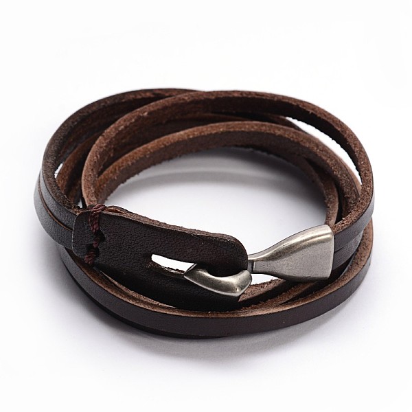 3-Loop Cowhide Leather Wrap Bracelets