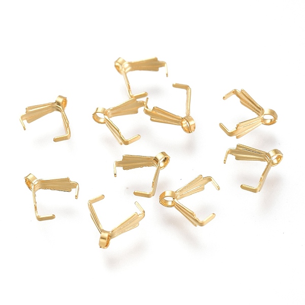 

PandaHall 304 Stainless Steel Ice Pick Pinch Bails, Golden, 8x7.5x3mm, Hole: 1.6mm, Pin: 1mm 304 Stainless Steel