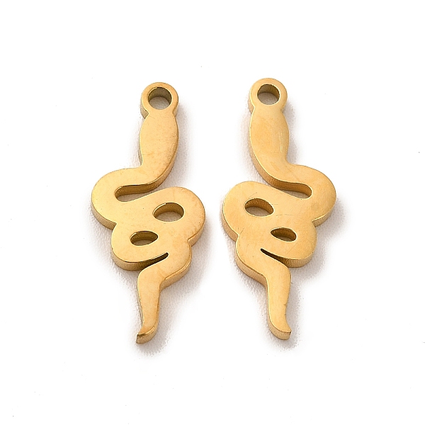 

PandaHall Ion Plating(IP) 304 Stainless Steel Pendants, Laser Cut, Snake Charms, Golden, 18x7x1.5mm, Hole: 1.4mm 304 Stainless Steel Snake