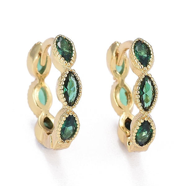 

PandaHall Brass Micro Pave Cubic Zirconia Huggie Hoop Earrings, Long-Lasting Plated, Horse Eye, Green, Real 18K Gold Plated, 13.5x14.5x3mm...