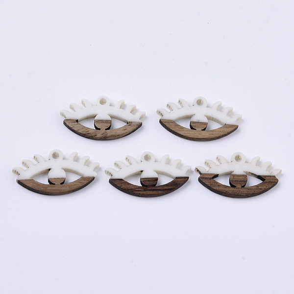 

PandaHall Resin & Walnut Wood Pendants, Eyes, Creamy White, 14x27x4mm, Hole: 2mm Resin+Wood Eye