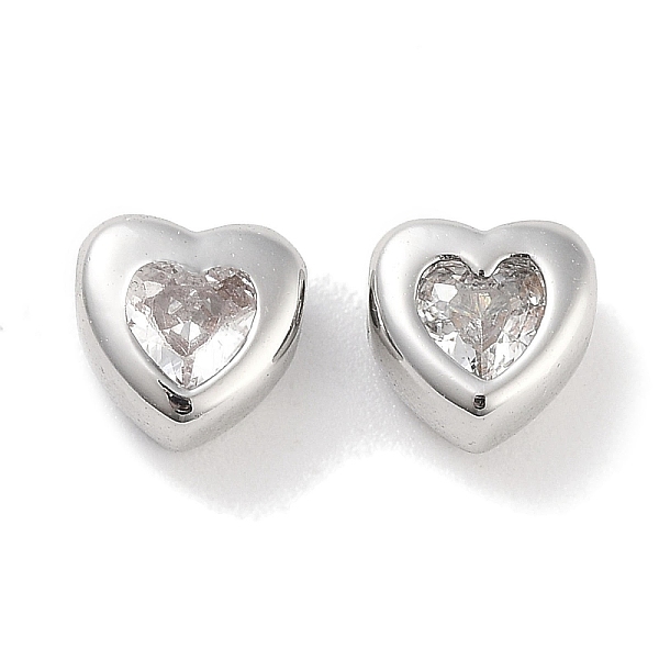 

PandaHall Brass Micro Pave Cubic Zirconia Beads, Platinum, Heart, Clear, 5.5x5.5x3.5mm, Hole: 1mm Brass+Cubic Zirconia Heart Clear