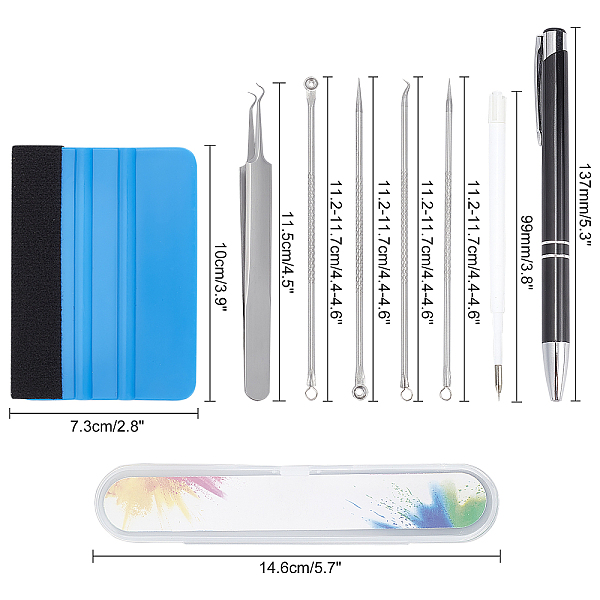 

PandaHall AHANDMAKER Tool Sets, Including Stainless Steel Pimple Pin Tools Set, PP Plastic Scraper, Iron Aerofluxus Pen, Air Release Tool...