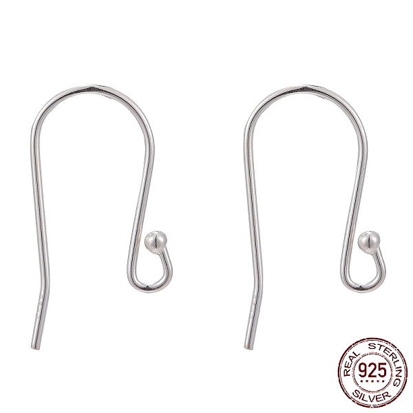 

PandaHall 925 Sterling Silver Earring Hooks, Silver, 25x15mm, Hole: 2mm, 20 Gauge, Pin: 0.8mm Sterling Silver Silver